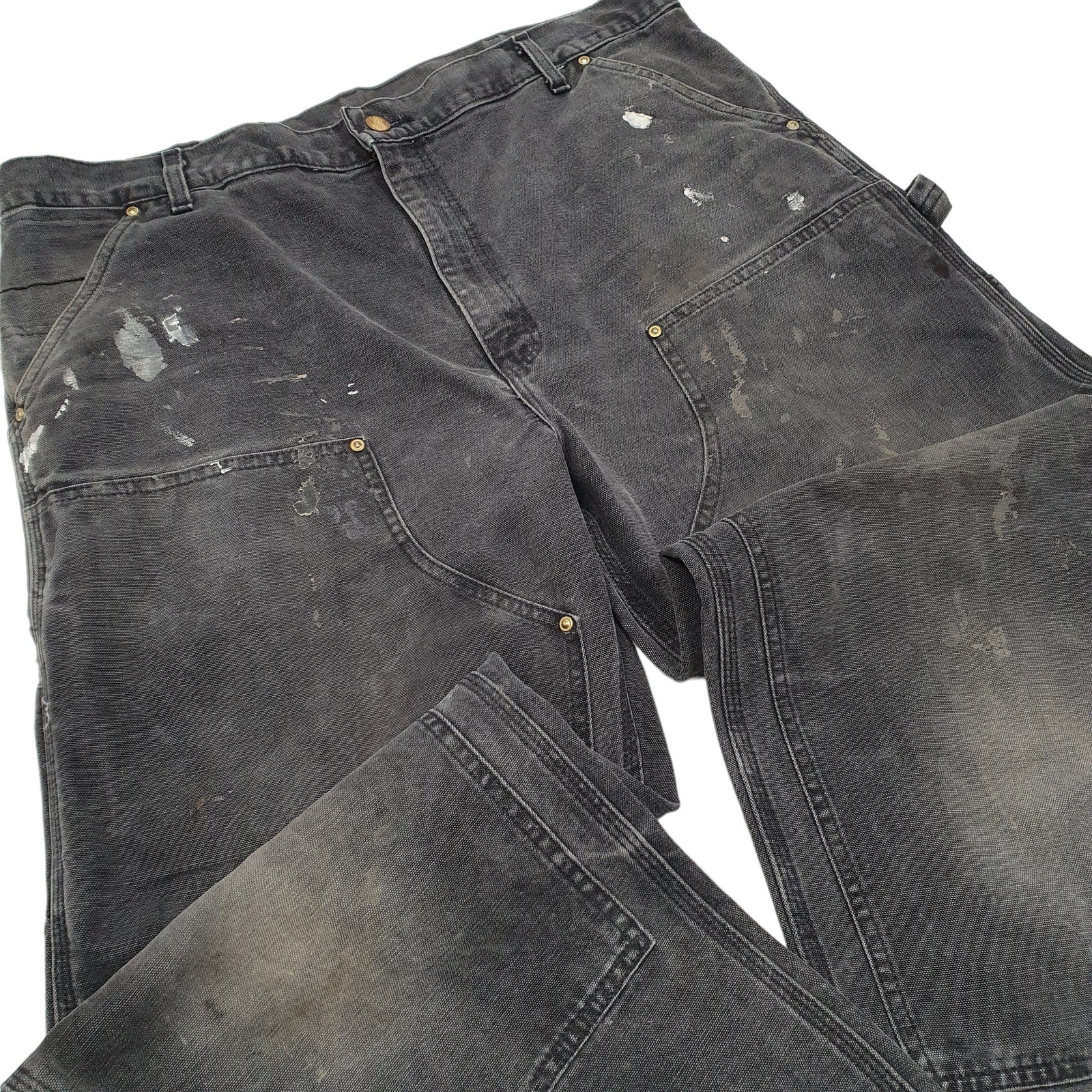 CARHARTT Double Knee Riveted Carpenter Workwear Trousers Black W40 L32 image 4