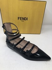 $850 New Fendi Womens Black Shoes Flower Studded Ladies Shoes Size 36.5 6.5