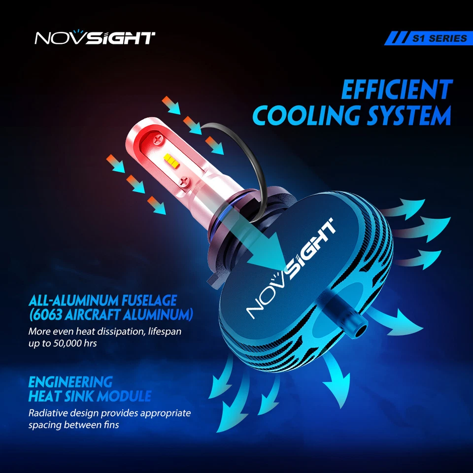 NOVSIGHT 2 piezas HB4 9006 LED faros conversión bombillas haz alto ~ bajo 9000LM blanco Foto 3 de 4