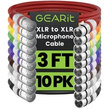 GearIT XLR to Microphone Cable (3 Feet, 10 Pack) Male Female Mic 3-Pin Balanced