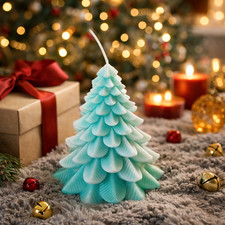 Christmas Tree Candle Handmade Soy Wax Vegan Pine Needle Scented - Gift or Decor