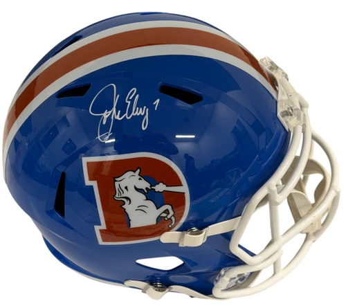John Elway Signed Denver Broncos Full Size Speed Replica Helmet Beckett Witness