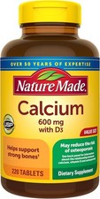Nature Made Calcium 600 mg with Vitamin D3   220 Tablets   Bone  Immune Support