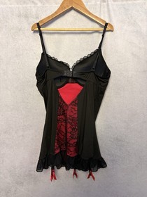 ann summers corset Size 14 B-C Cup Underwired Red Black Lace Trim Women&rsquo;s