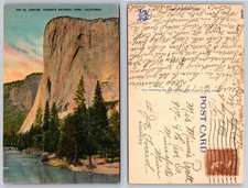 El Capitan Yosemite National Park California Linen Postcard 1940s Posted