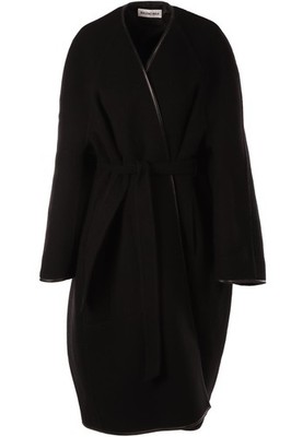 BALENCIAGA SCHWARZER WOLLMANTEL FR 34