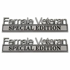 2Pcs Chrome Black Female Veteran Special Edition Car Exterior Emblem Stickers