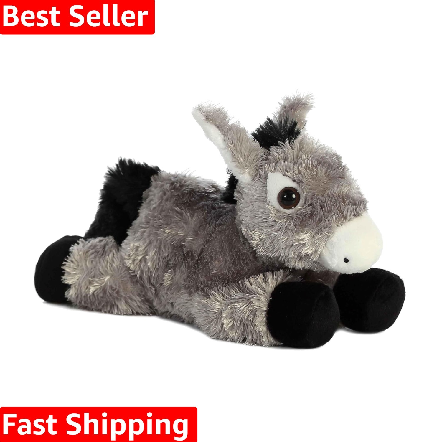 Charming Gray Donkey Plush Toy from Mini Flopsie - Ideal Gift for Kids