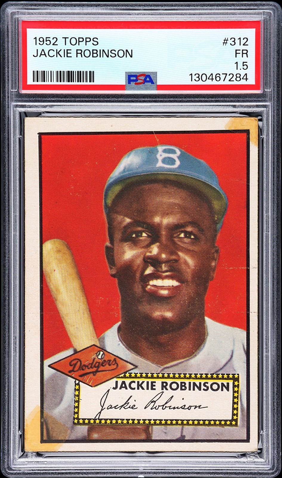 1952 Topps #312 Jackie Robinson PSA 1.5 Nice Color New Label