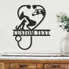 Personalized Veterinarian Metal Sign, Custom Vet Sign, Animal Care Decor Gift