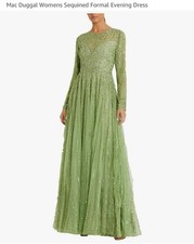 Mac Duggal Womens Sequined Formal Evening Dress Sage Green Size 4