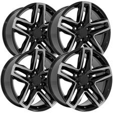 (Set of 4) OE Wheels CV34B 22x9 6x5.5" +26mm Black/Machined Wheels Rims 22" Inch