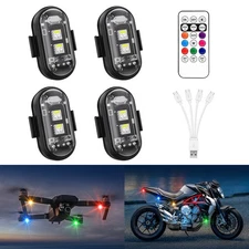 4Pcs RGB LED Strobe Light Wireless Remote Control Car Bike Motorcycle Flash Lamp