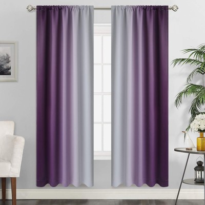 Ombre Room Darkening Curtains Living Room Light Blocking Gradient Purple Grayish