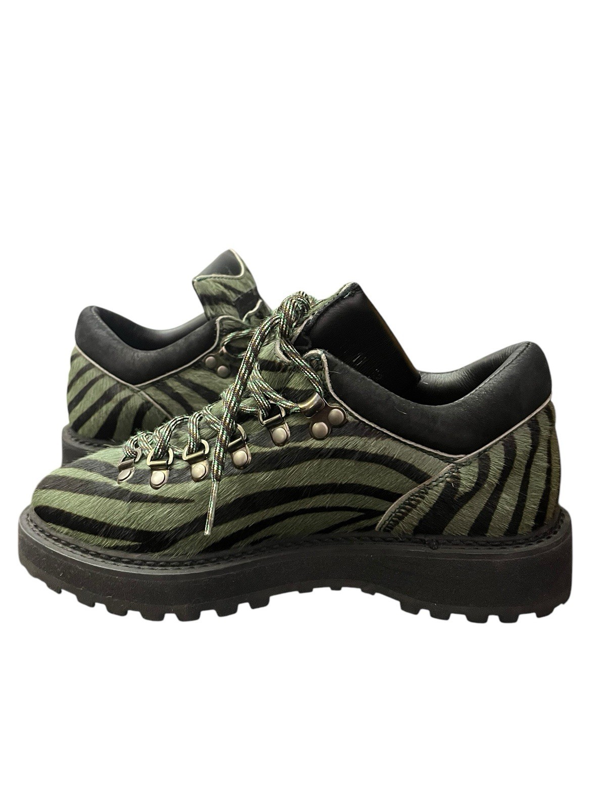 Diemme Monfumo Haircalf Hiking Boots Green Black Zebra Italian Size 38 Eu 5 Uk image 6