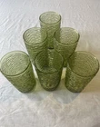 Six Vintage Anchor Hocking Soreno Avocado Glass Tumblers 12 Oz.