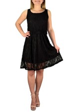 Lace Overlay Sleeveless Mini Summer Dress Black Medium