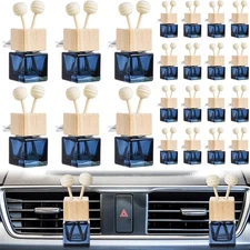 100 Pcs Glass Car Air Freshener Vent Clip Bottles Auto Oil Diffuser with Stick