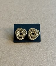 Gold Tone Knot Stud Earrings Possibly Vintage Textured Design