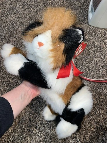Ty Classic Calico Cat Maggie Black Orange Stuffed Animal 1990 Vintage 21"