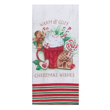 Sweet Gingerbread Warm Cozy Christmas Wishes Dual Purpose Kitchen Terry Towel