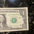 Birthday, Anniversary, Note 1/7/1994 One Dollar Fancy Serial Number L 17199400 — photo 2
