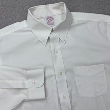 Brooks Brothers Dress Shirt Mens 16-33 White Madison Stretch Non-Iron Supima