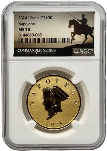2024 Liberia $10K Napoleon 1 oz .9999 Fine Gold Coin NGC MS70