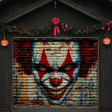 Horror Clown Halloween Garage Door Cover Banner Decorations
