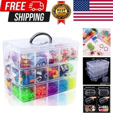 Bead Organizer 3 Tier 30 grid Stackable Craft Tackle Storage Container  Stac...