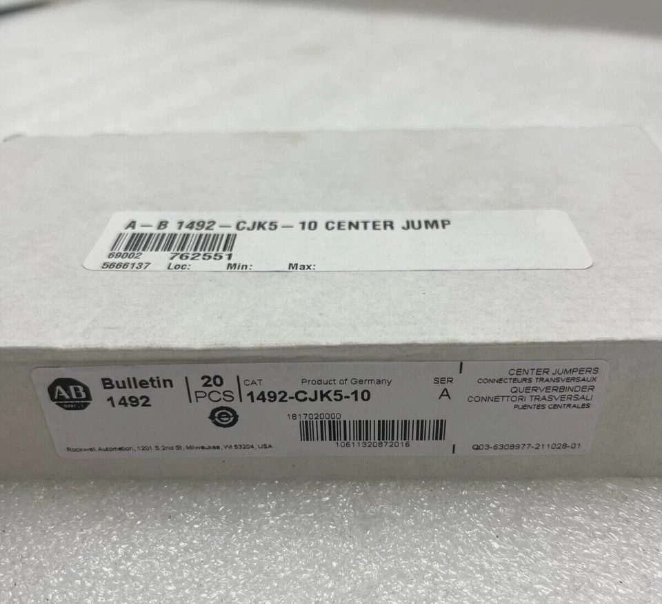 New Lot of 20 Allen Bradley 1492-CJK5-10 Ser A Center Jumpers - Image 2 of 3