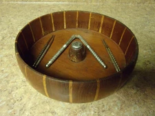 Vintage California Redwood Nut Bowl w Cracker & Picks Standard Specialty Co 9.5”