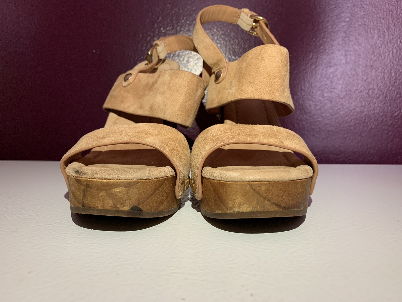 JOIE Wooden Platform Wedge Heel Brown Strappy Sandals… Gem