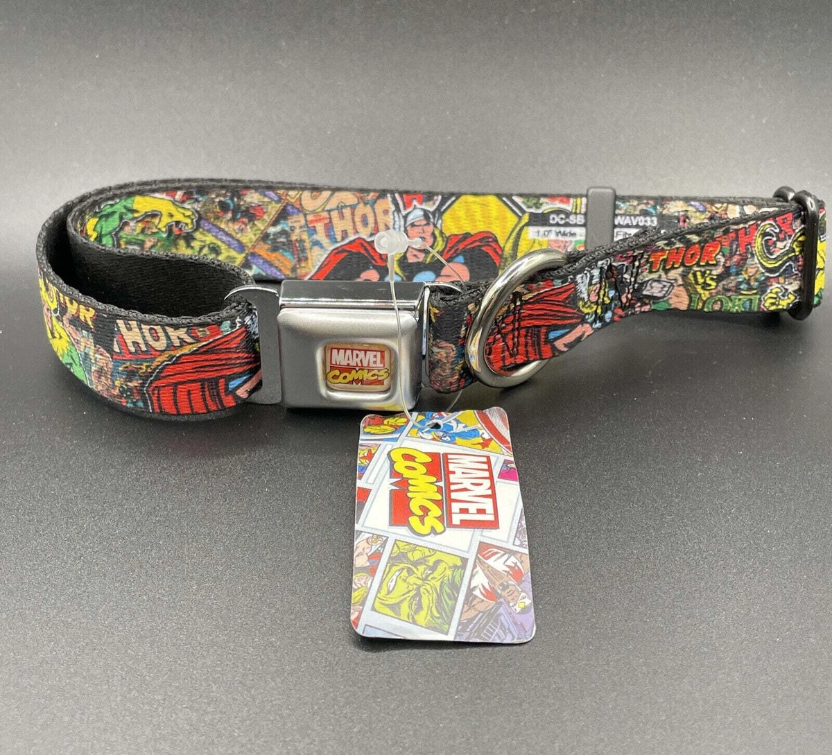 Buckle Down Thor Loki Seatbelt 1 Dog Collar fits 15 26