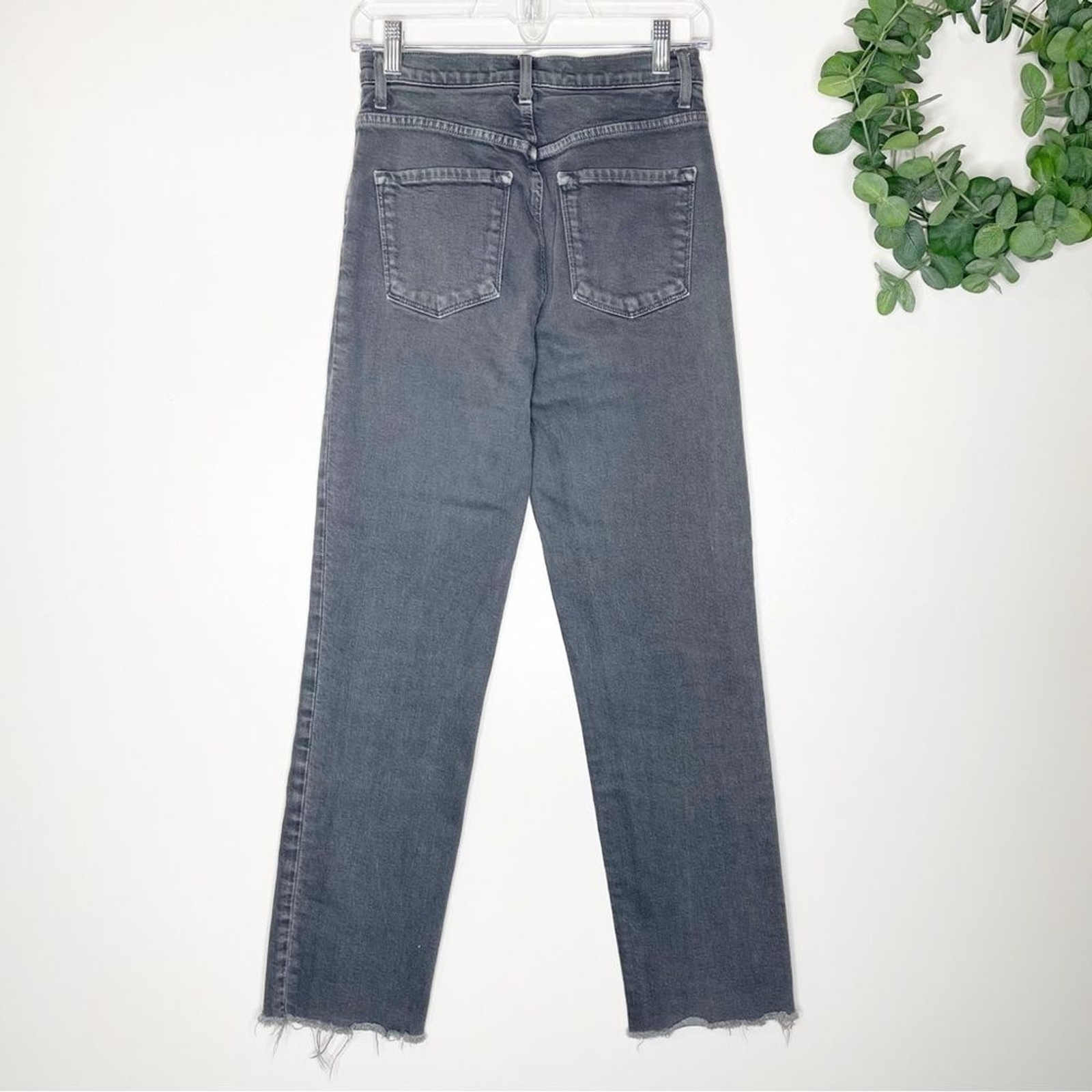 J Brand Jules High Rise Ankle Straight Jeans Shady Gray Frayed Size 25