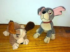 Vintage Disney Store Lady And The Tramp Lot Set Dogs Bean Bag Plush