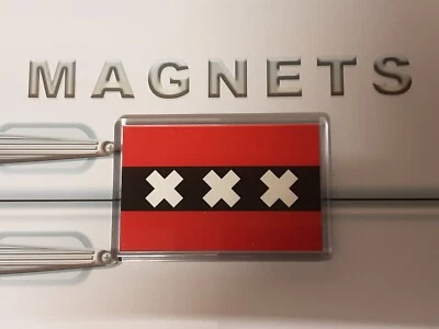 Amsterdam Flag Fridge Magnet. The Netherlands. Europe Travel