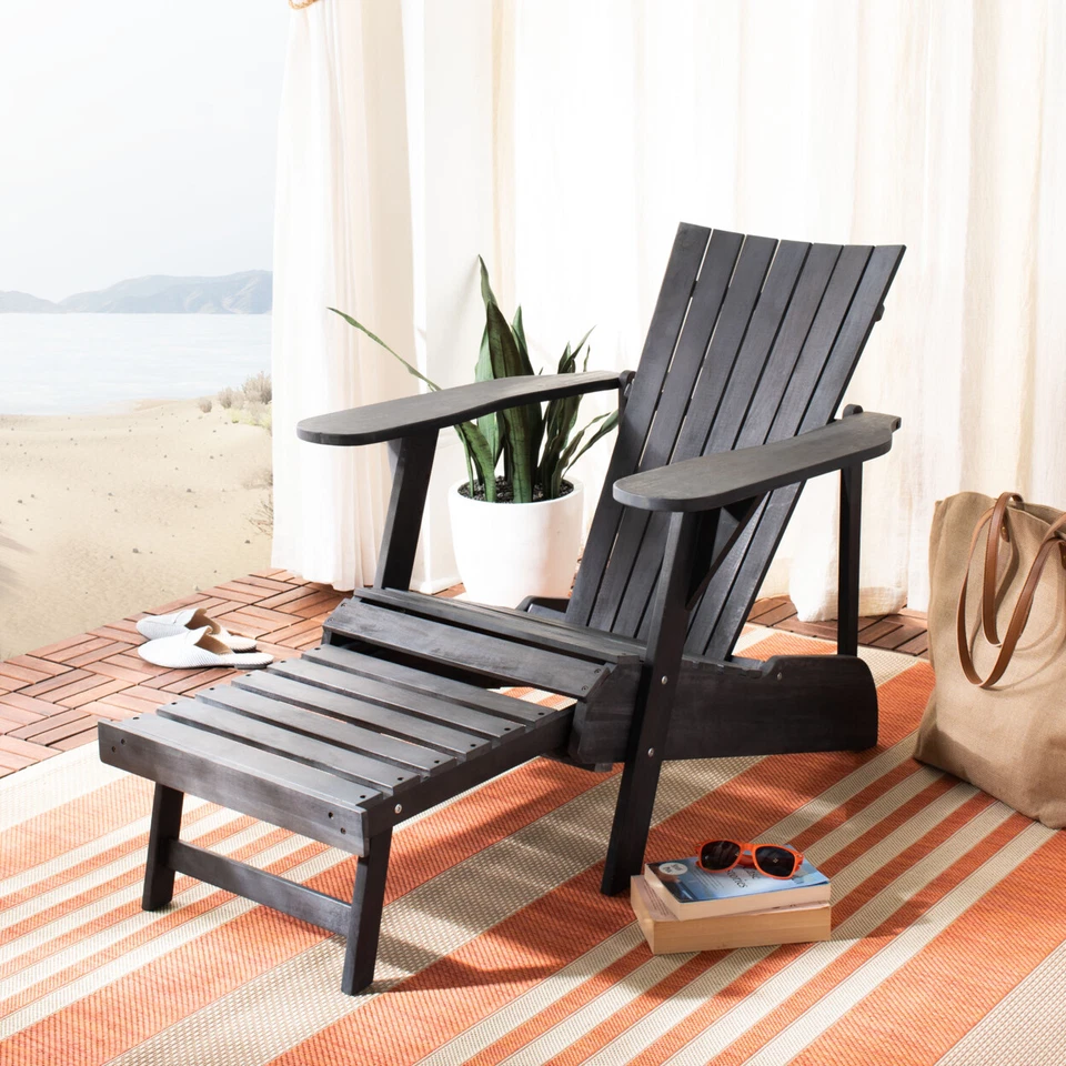 Silla SAFAVIEH Colección Exterior Merlín Adirondack | Gris Pizarra Oscuro | Foto 2 de 4