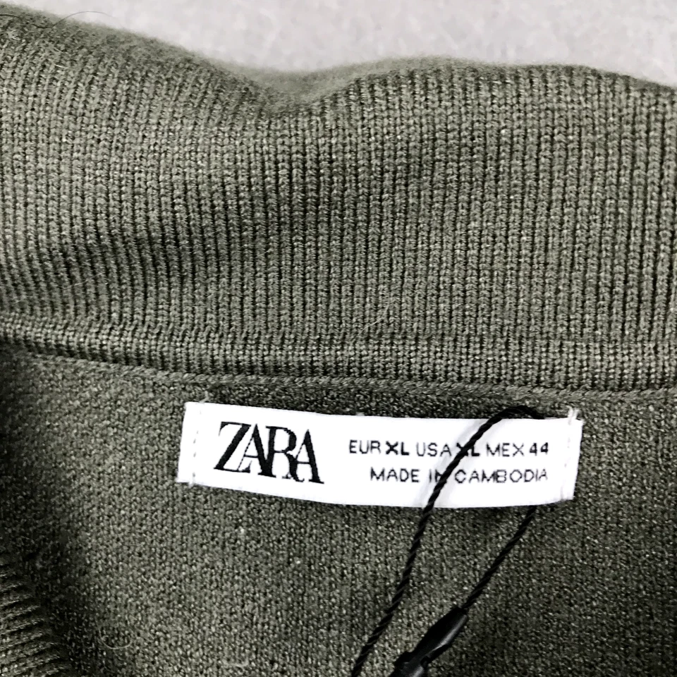 Sudadera Zara Para Hombres XL Verde Polar Mangas Largas Cuello Polo Suéter Nueva con Etiquetas Foto 2 de 4