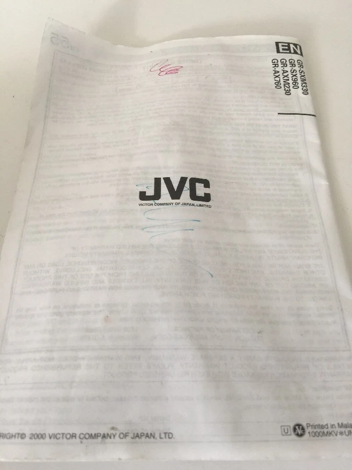 JVC COMPACT VHS CAMCORDER GR-SCM330 Manual ONLY - Image 4 of 4