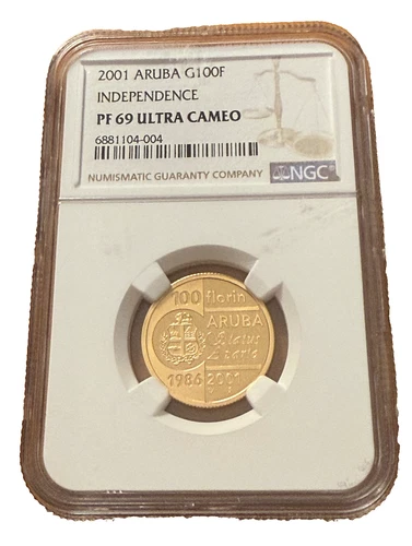 Aruba 2001 Gold 100 Florin NGC PF69UC Independence