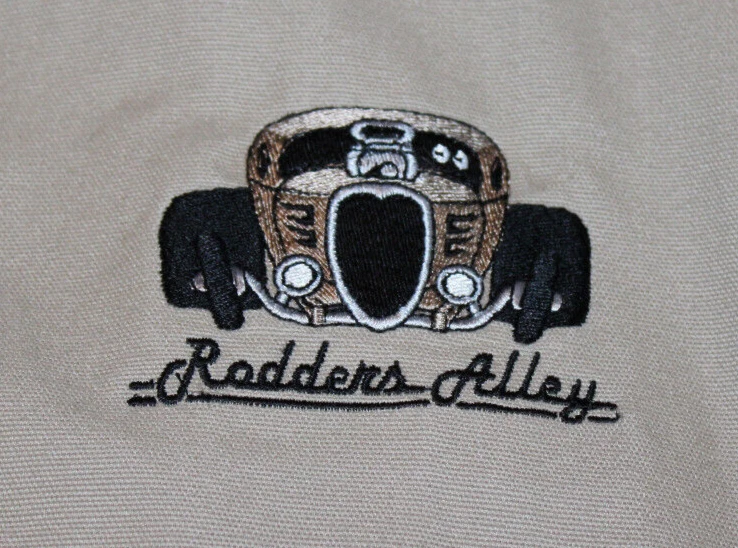 Rodders Alley beige full zip jacket men's Size XL Decon & Jones hot rod car auto - Image 2 of 4