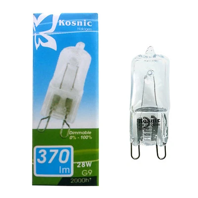 5 x KOSNIC G9 28w=40w DIMMABLE ENERGY SAVING bulbs clear 28 Watt Safety fused