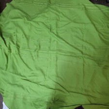 Vintage 60x120 Linen Green Cutwork Tablecloth 11 Gold Napkins 16x16
