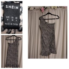 Shein Women's One Shoulder Stretch Leopard Print Dress Size M