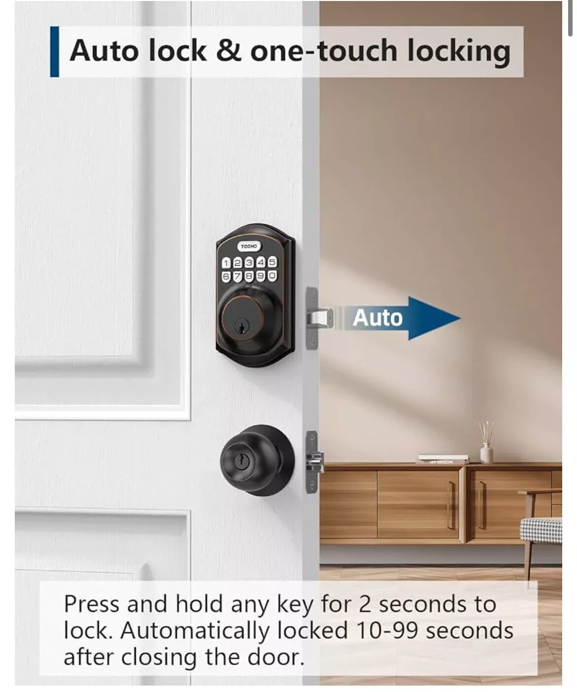TEEHO Keypad Digital Deadbolt Modern Door Lock - Oil Rubbed Bronze