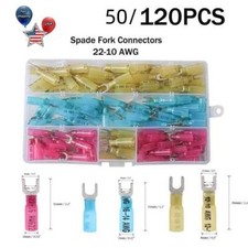 Heat Shrink Wire Connectors Electrical Ring Fork Spade Crimp Terminals 50/120x