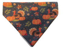 Dog bandana over the collar Thanksgiving turkey pumpkin small