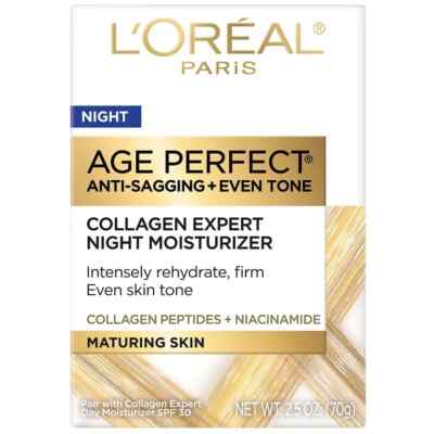 L'Oreal Paris Age Perfect Collagen Expert Night Moisturizer for Face, 2.5 oz