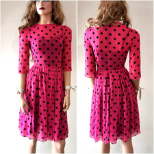 🆓US🛃  Dolce&Gabbana STAFF uniform polka dot sheer flared pink Dress IT 38